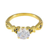 Araya Blue Halo Gemstone Ring with Gold Finish Blue Sapphire CZ Blue